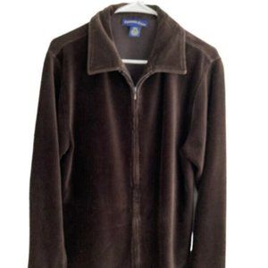 Charter Club Womens Jacket Sz M Ribbed Brown Corduroy Zippered Lg Sleeves